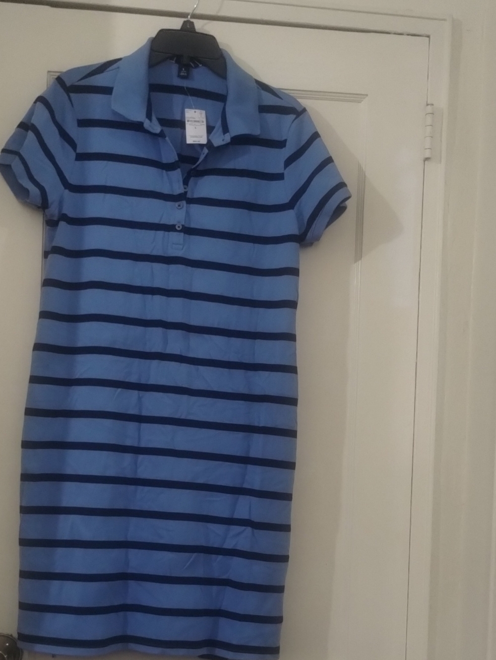 Striped Polo Dress - Light Blue/Navy